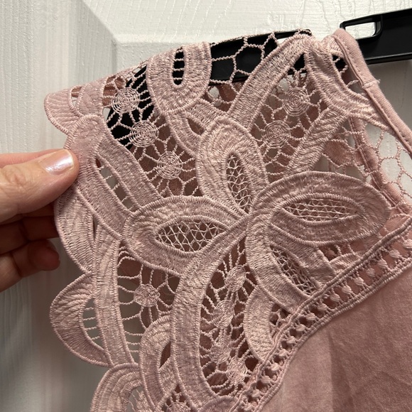 LOFT Pink Blouse with Elegant Lace Sleeves - Picture 5 of 8